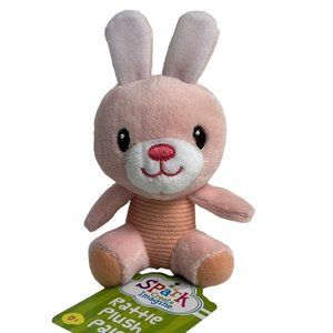 Spark Create Imagine Plush Rattle Pals Bunny Rabbit Stuffed Animal 4" Lovey Pink